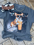 Iced Coffee Corgi Tee