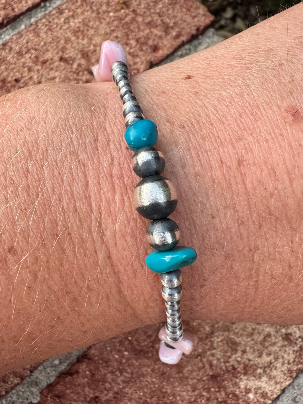 Turquoise and Rhodochrosite Navajo Pearl Bracelet