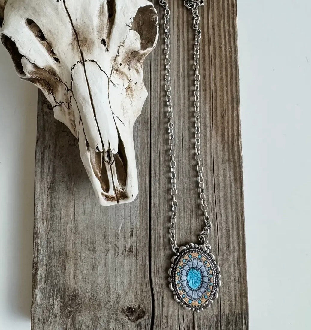 Tooled Leather Concho Necklace