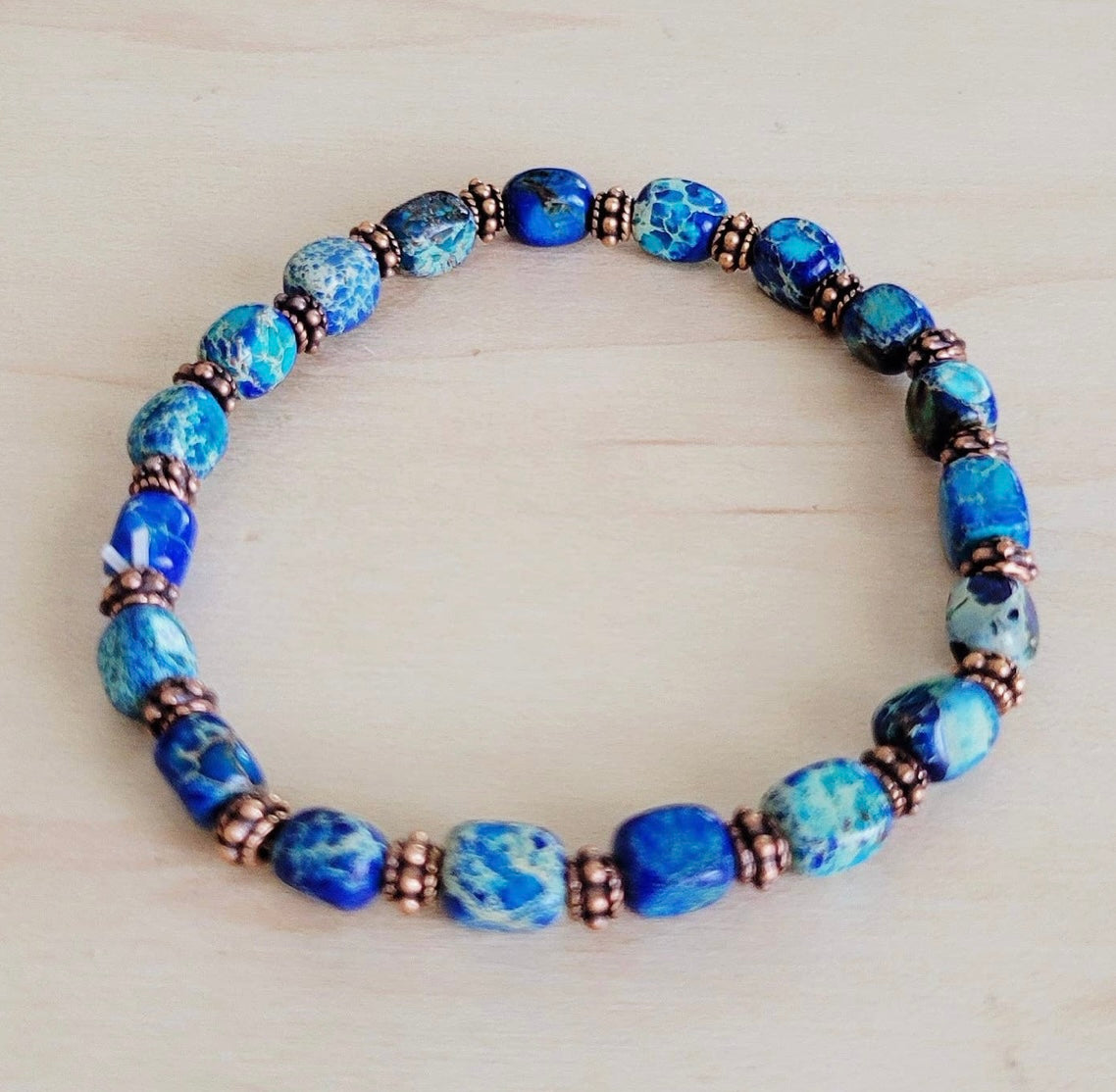 Denim Regalite And Copper Bracelet