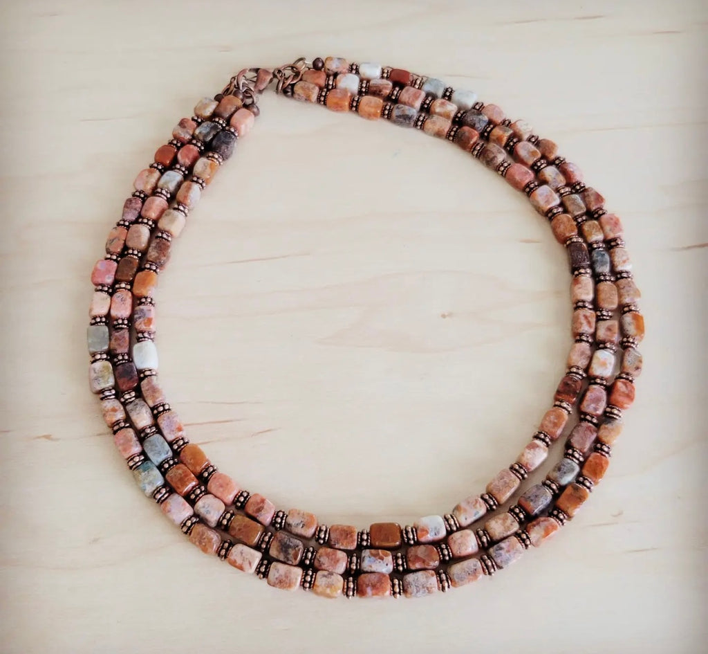 Earth Regalite And Copper Layered Necklace