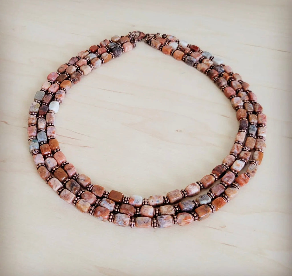 Earth Regalite And Copper Layered Necklace