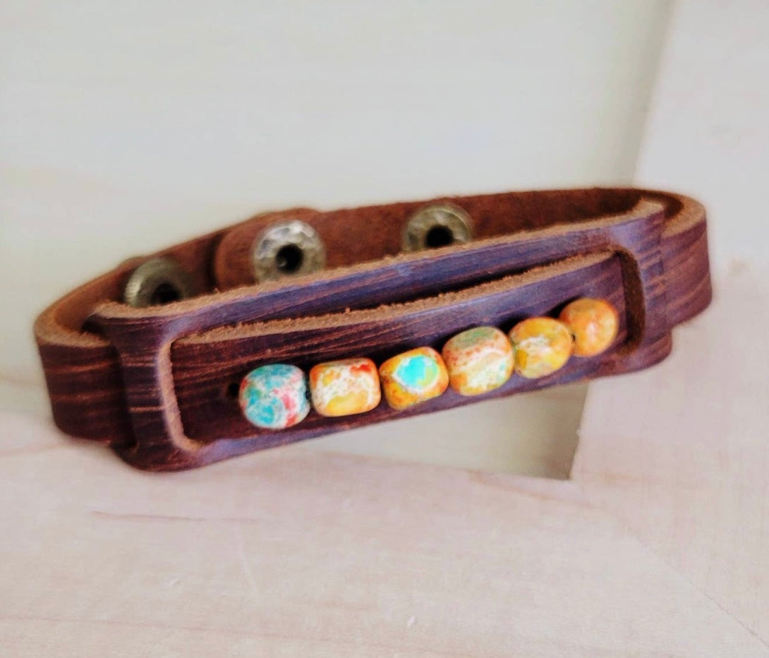 Sunrise Regalite Leather Cuff