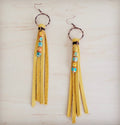Mustard Leather Fringe Earrings