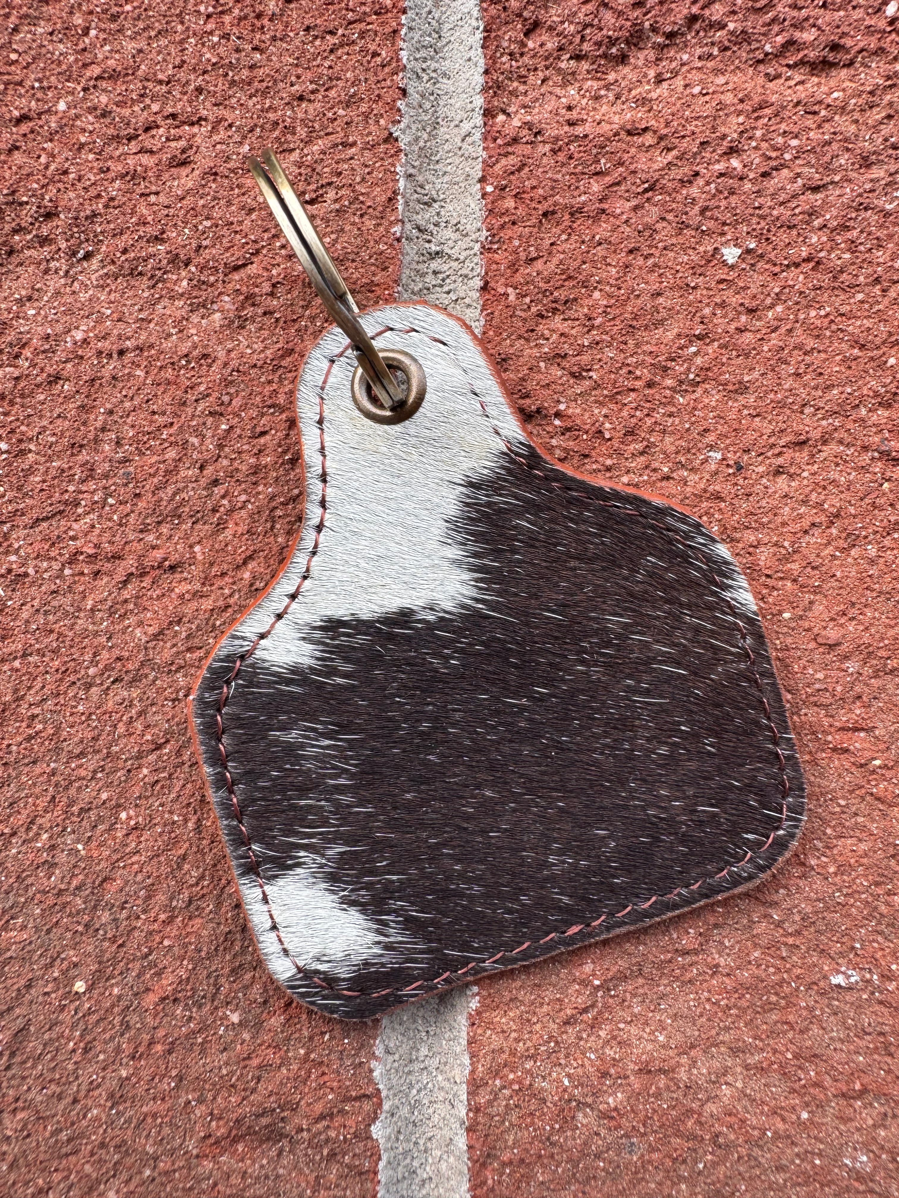 Cowhide Cowtag Keychain