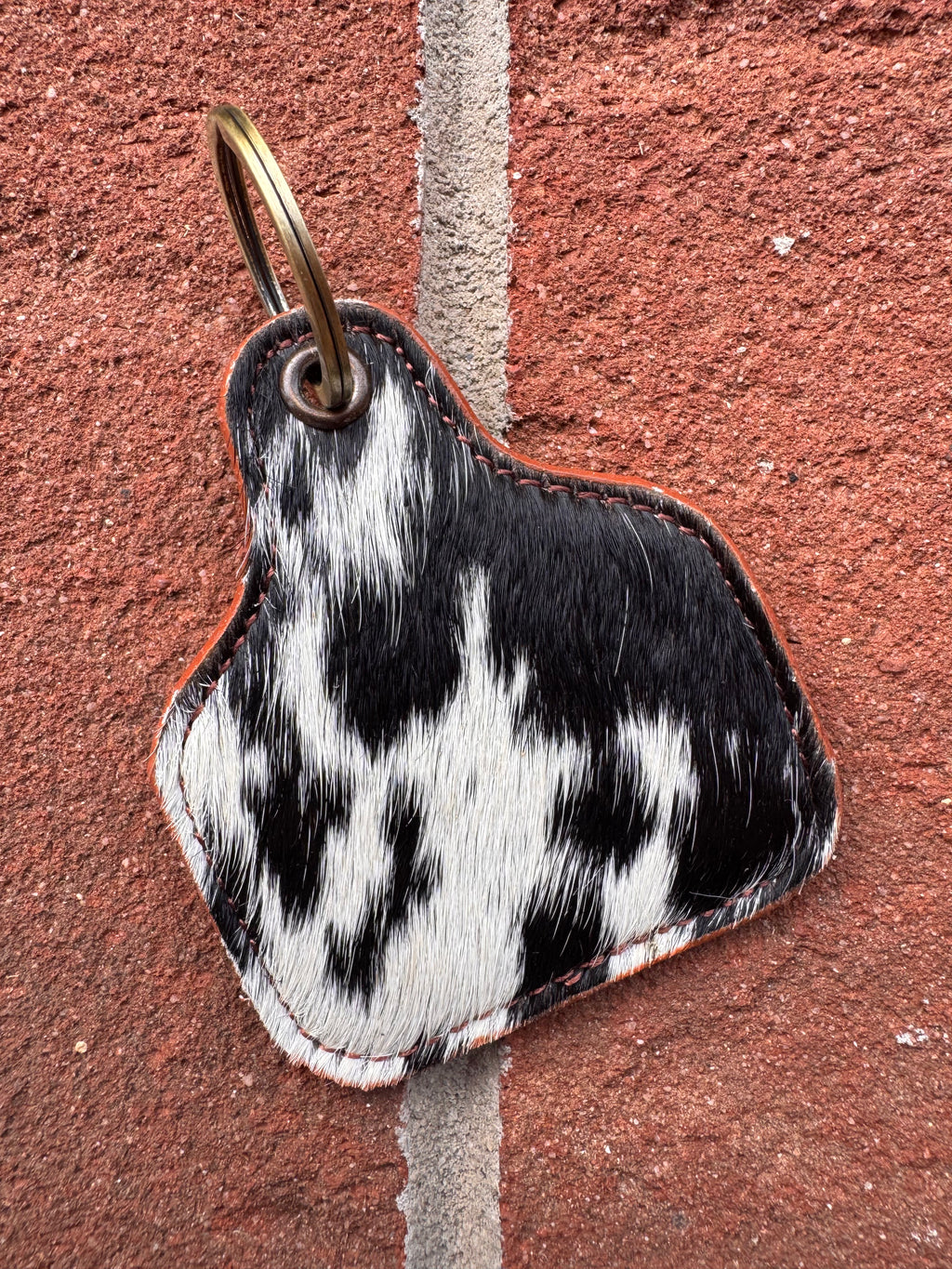 Cowhide Cowtag Keychain