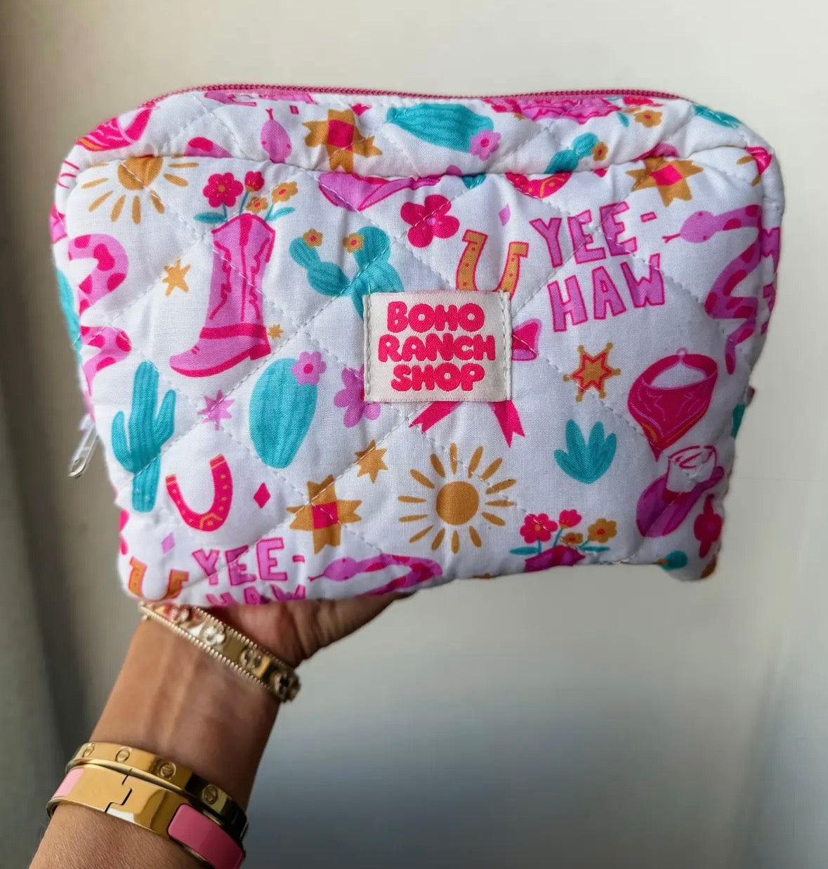 Rainbow Cactus Makeup Bag