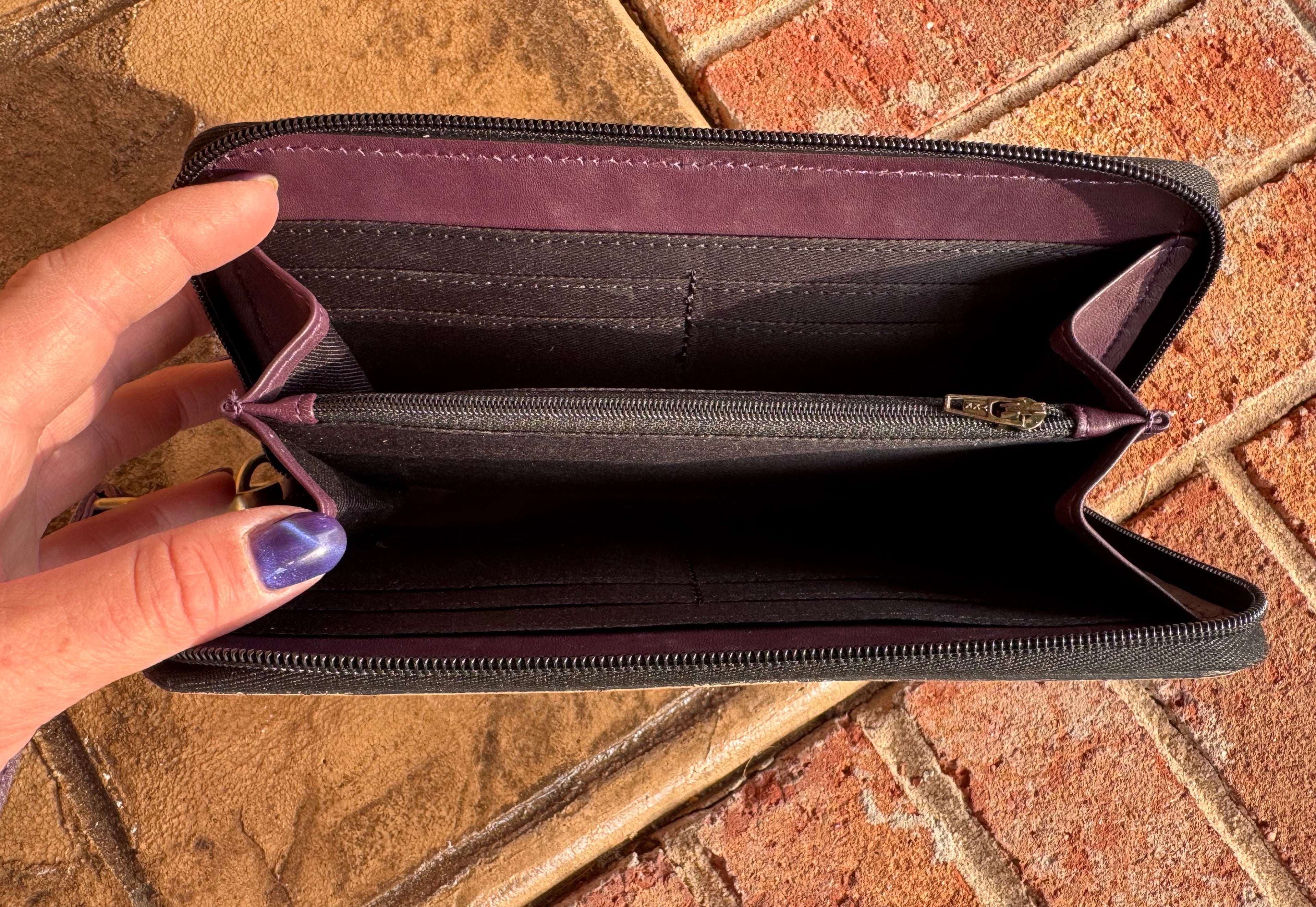 Lilac Checkered Leather Wallet