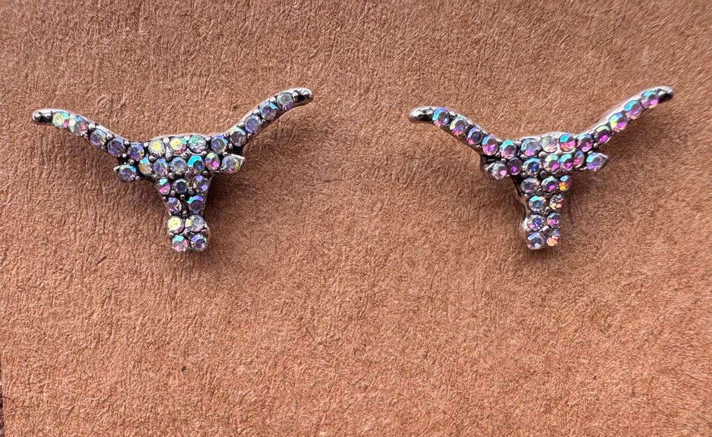 Steerhead Rhinestone Stud Earrings