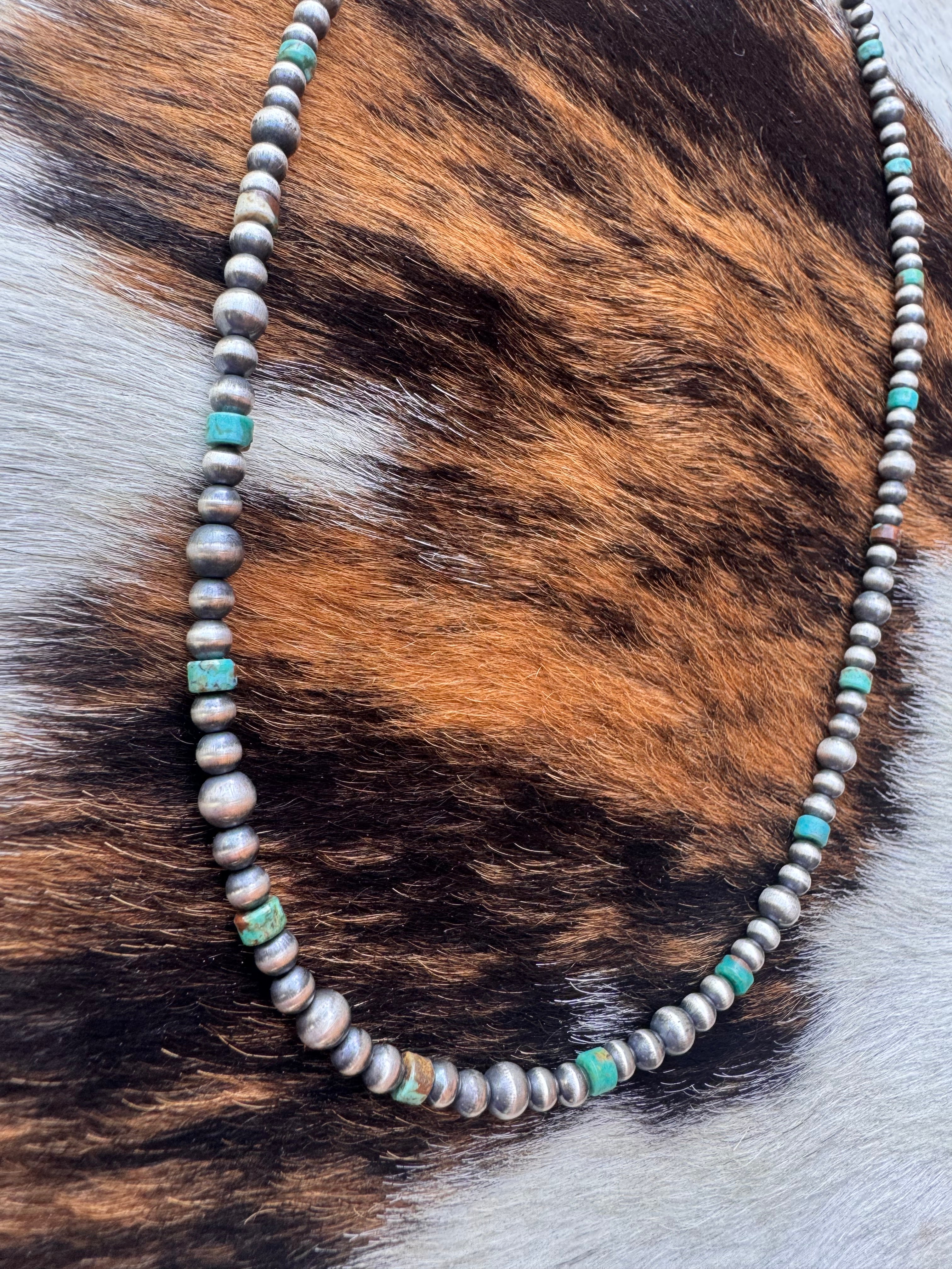 Turquoise And Navajo Pearl Necklace