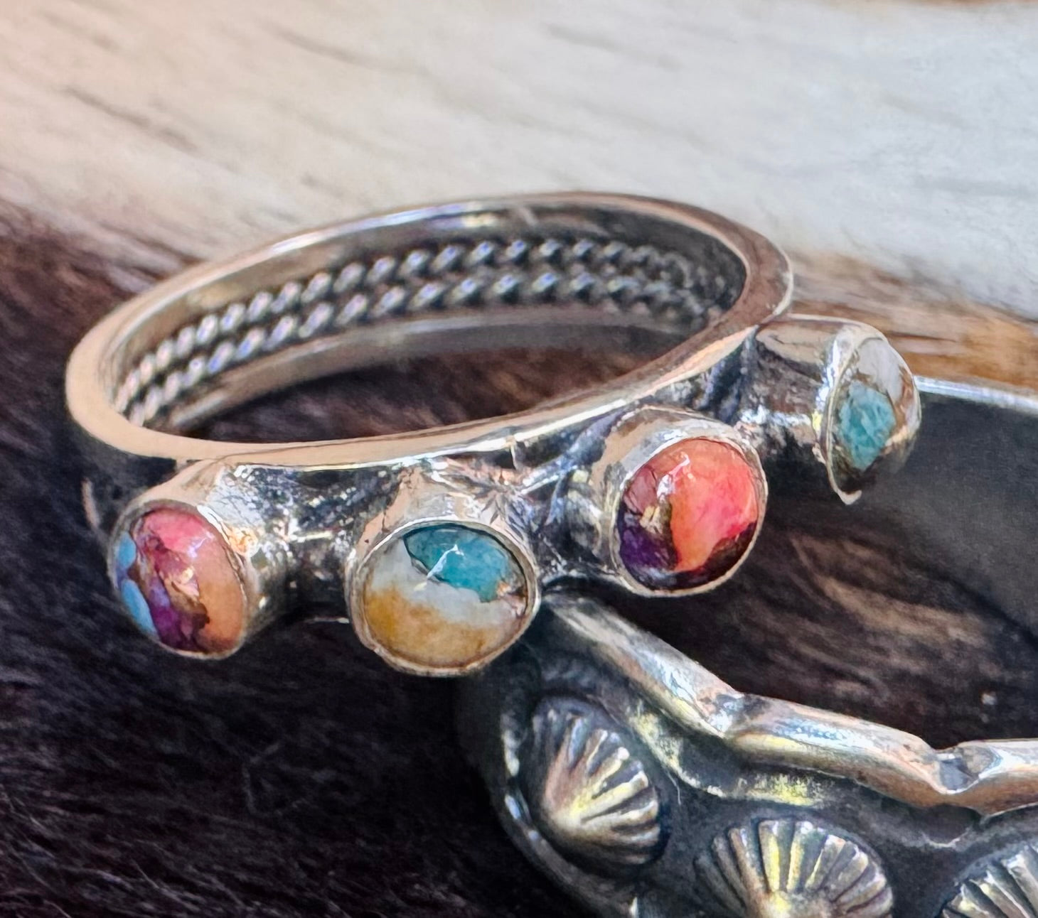Spiney Turquoise Stud Ring