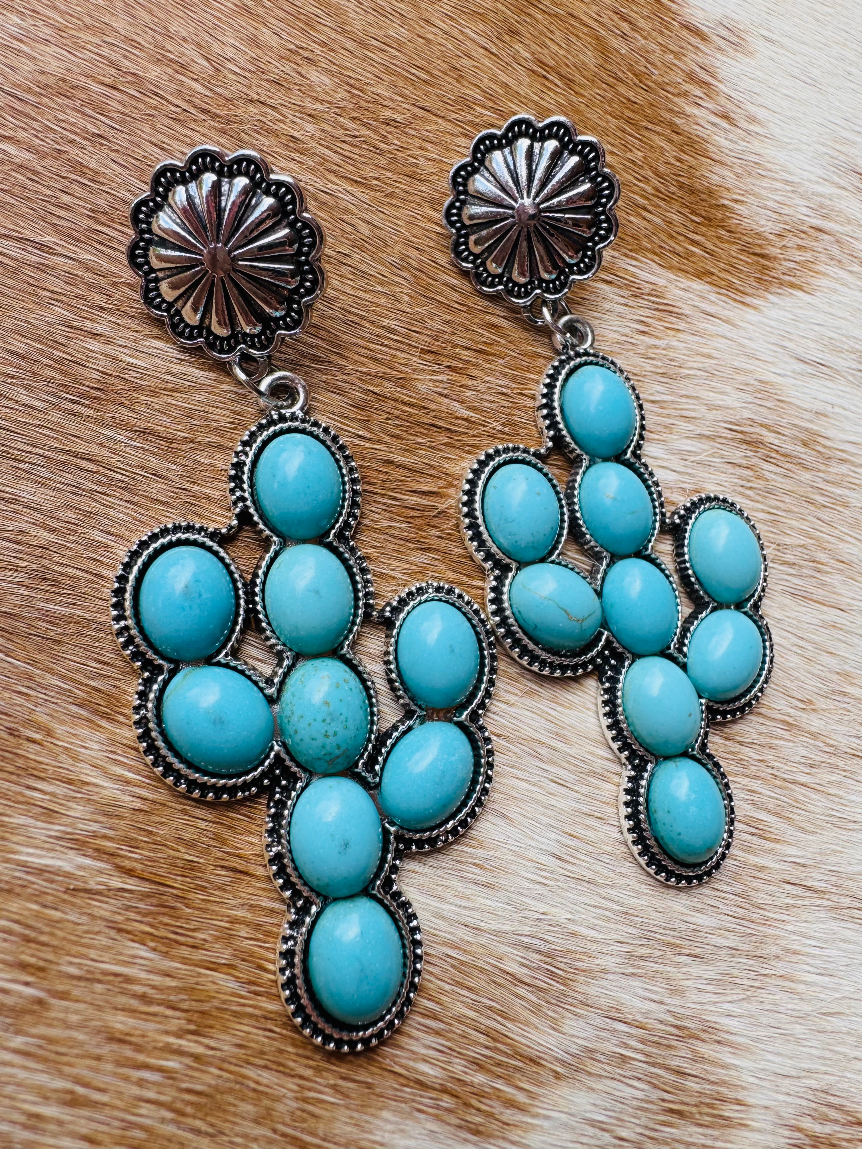 Turquoise Cactus Earrings