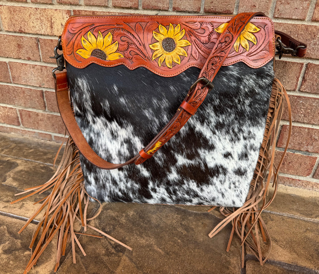 Cowhide Sunflower Tote