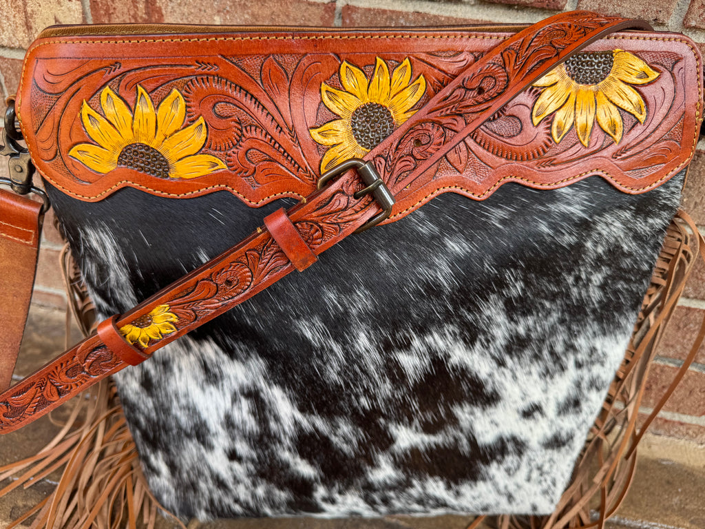 Cowhide Sunflower Tote