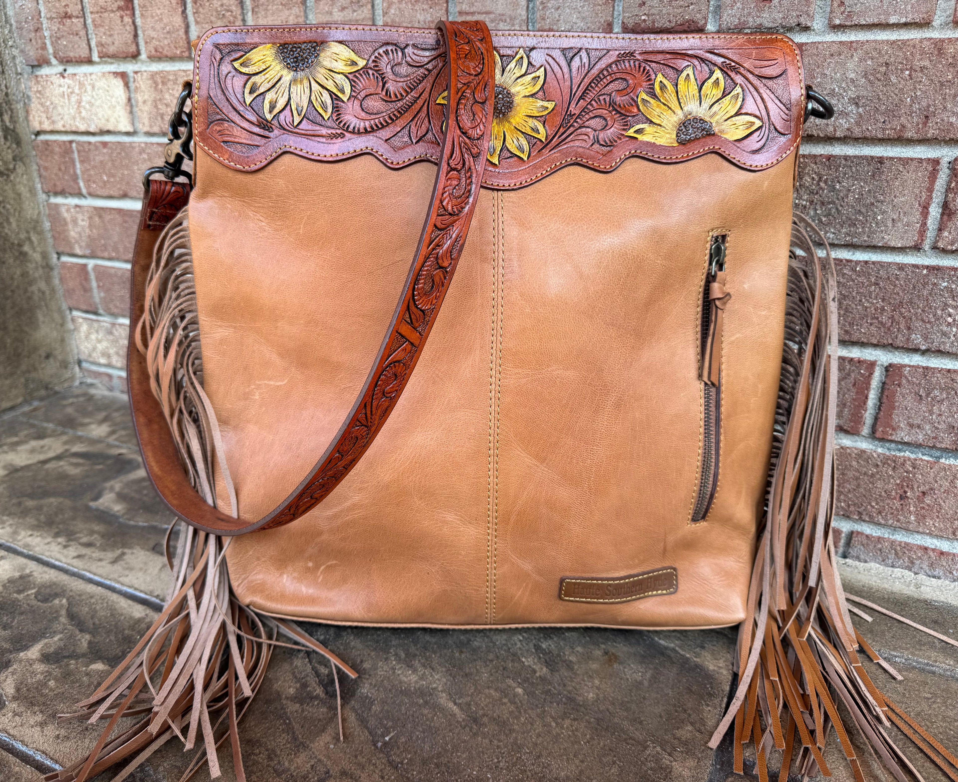 Cowhide Sunflower Tote