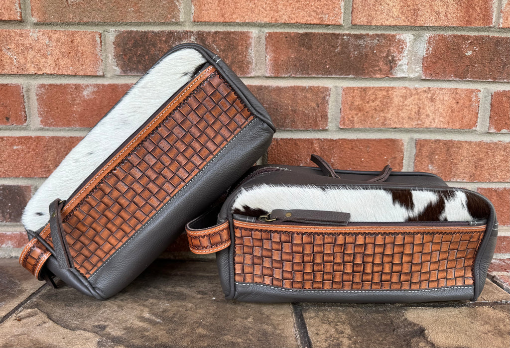 Cowhide Basketweave Travel Bag