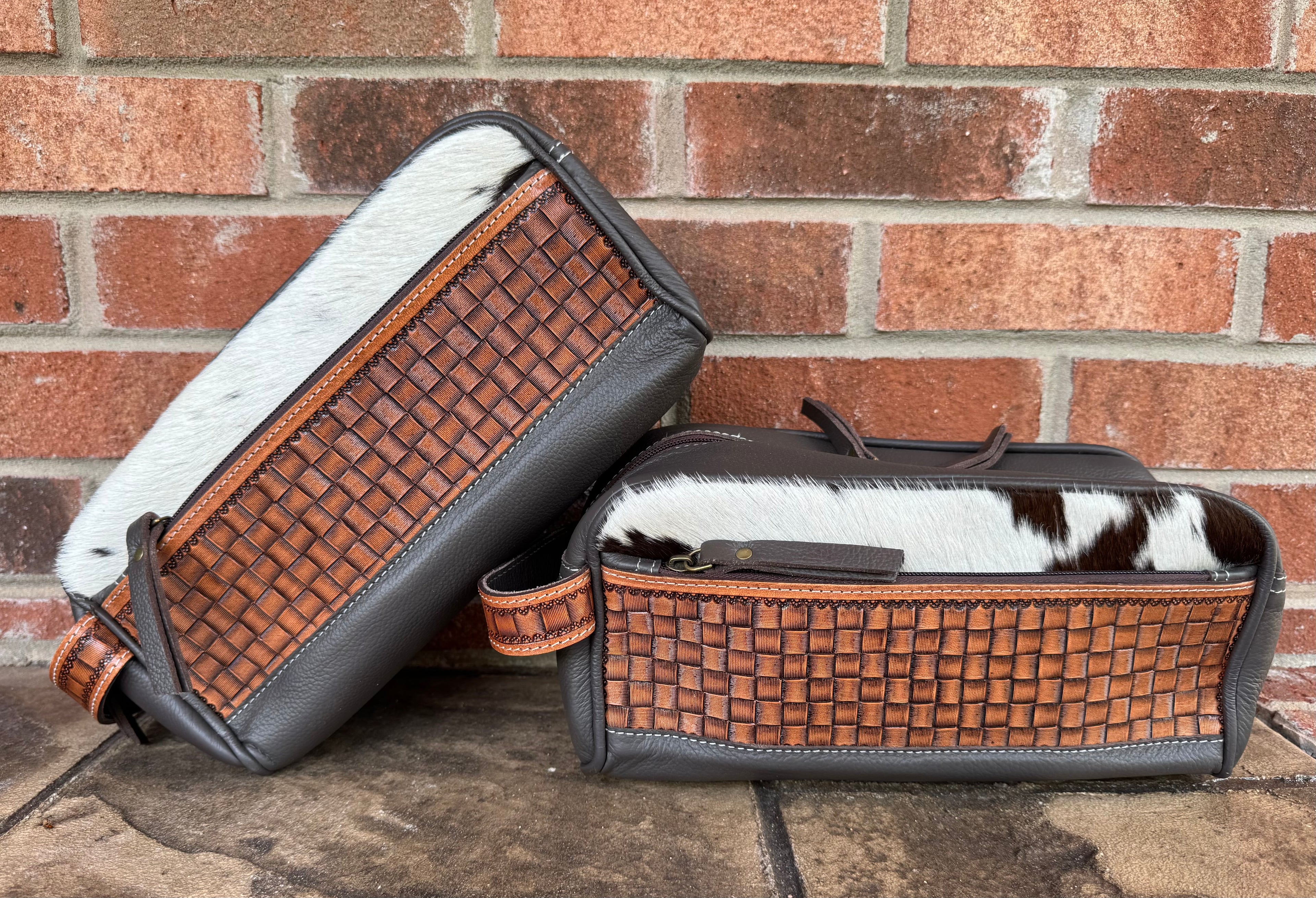 Cowhide Basketweave Travel Bag