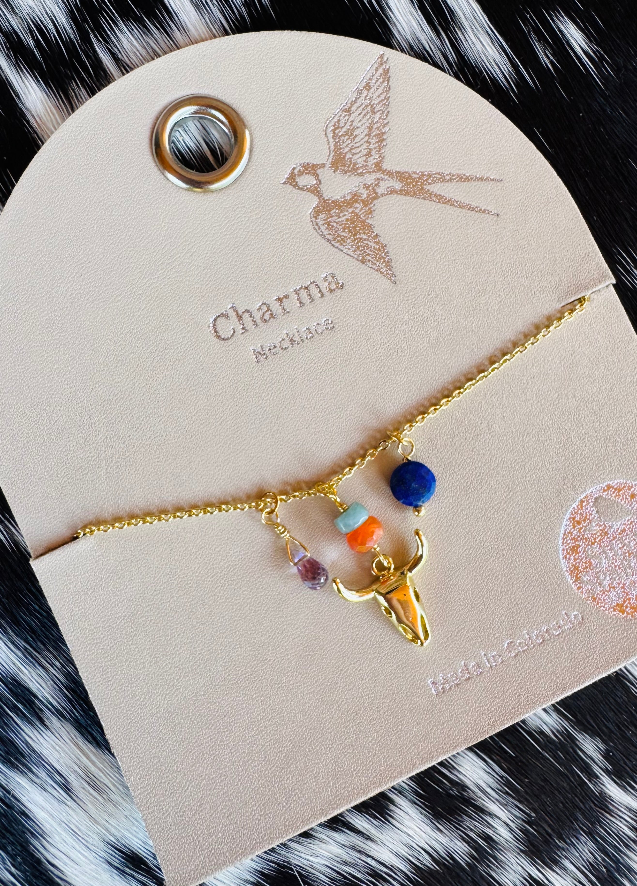 Gold Bull Charm Necklace