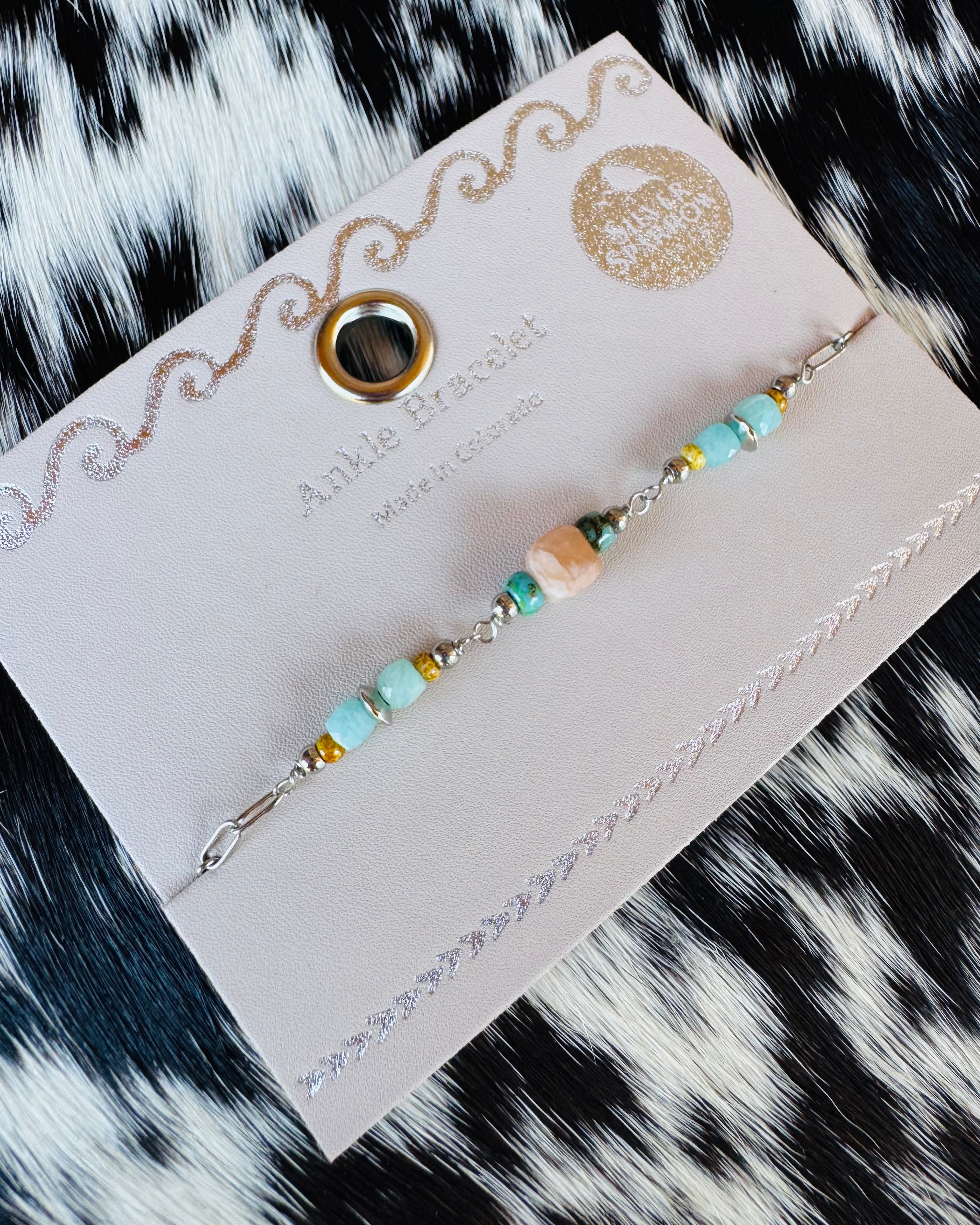 Sunstone and Amazonite Anklet