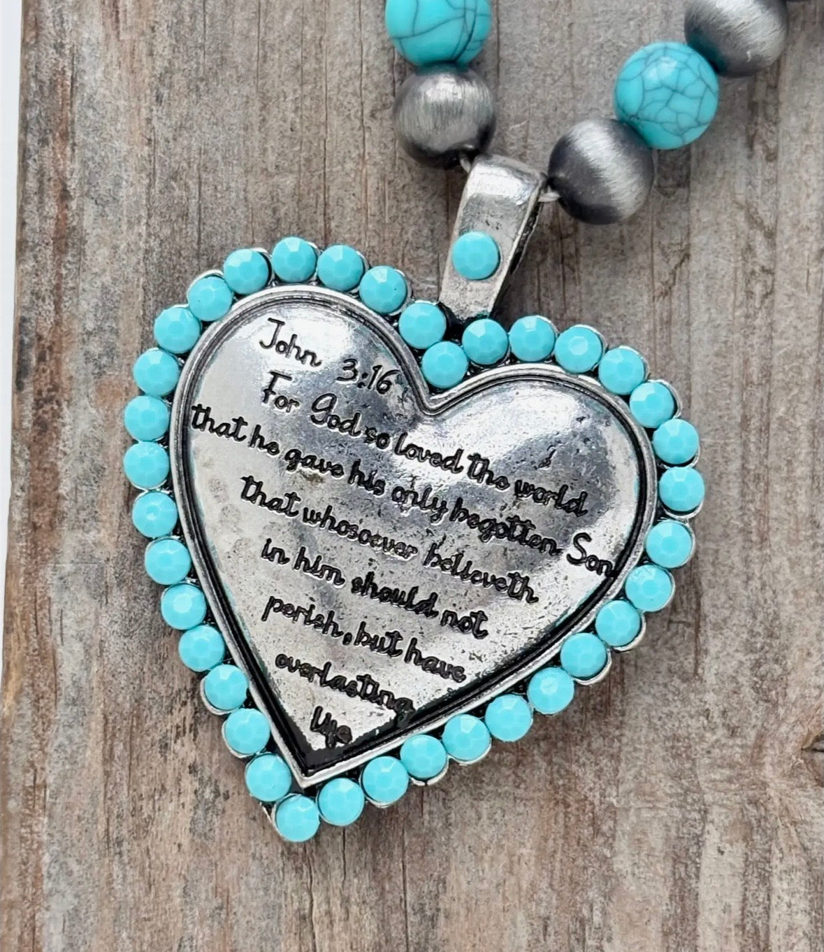 Western Bible Verse Heart Necklace