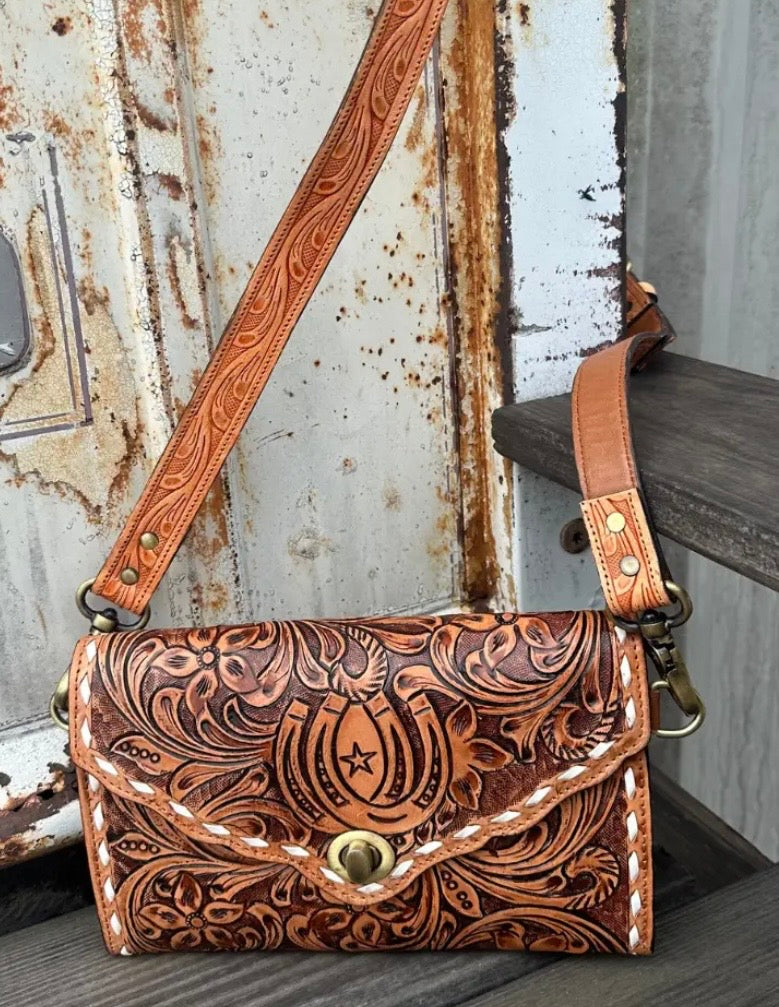 Tooled Horseshoe Crossbody