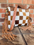 Longhorn Trail Cowhide Checkered Crossbody