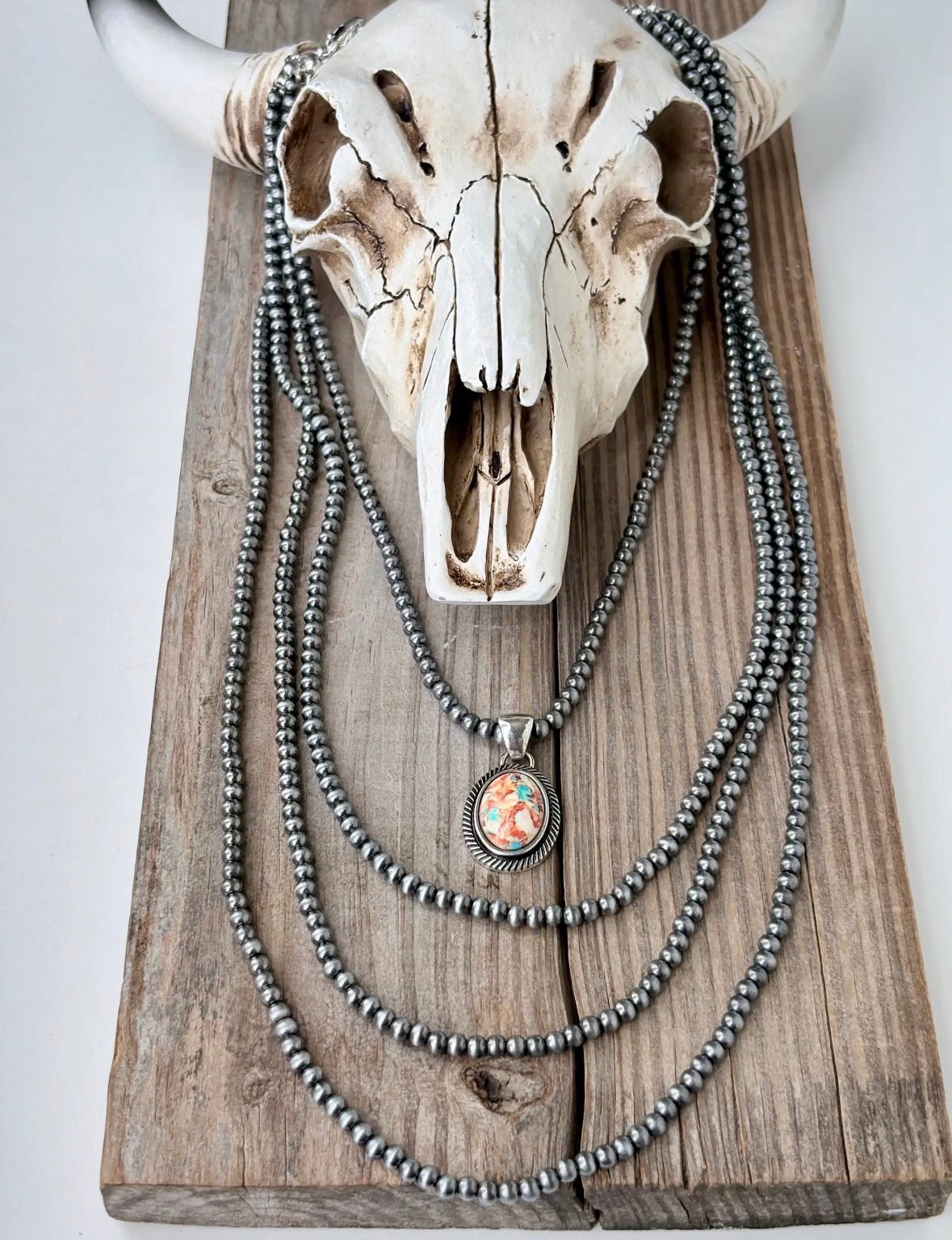 Layered Navajo Inspired Necklace With Pendant