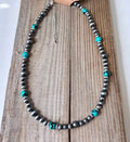 Navajo Pearl Inspired Necklace With Turquoise Stone Beads