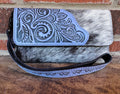 Purple Tooled Leather And Cowhide Wallet