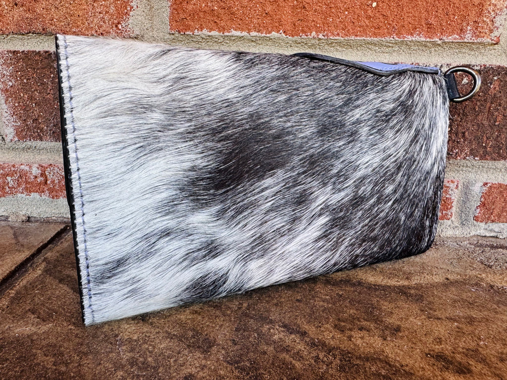 Purple Tooled Leather And Cowhide Wallet