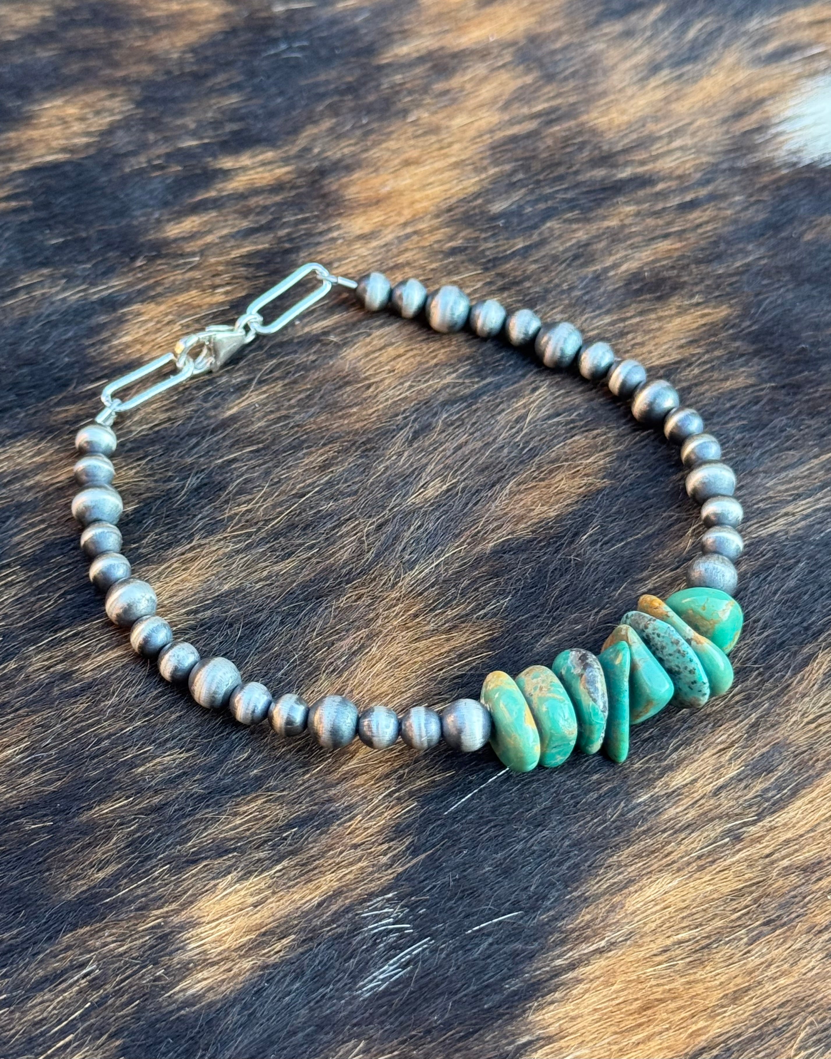 Navajo Pearl And Turquoise Bracelet