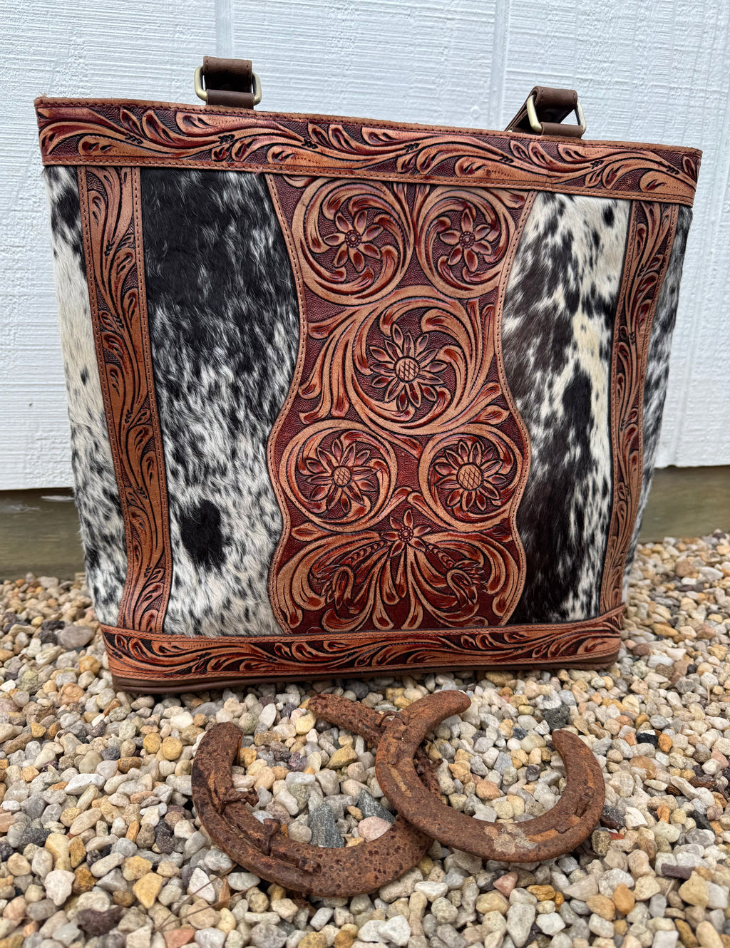 Tooled Leather Cowhide Tote
