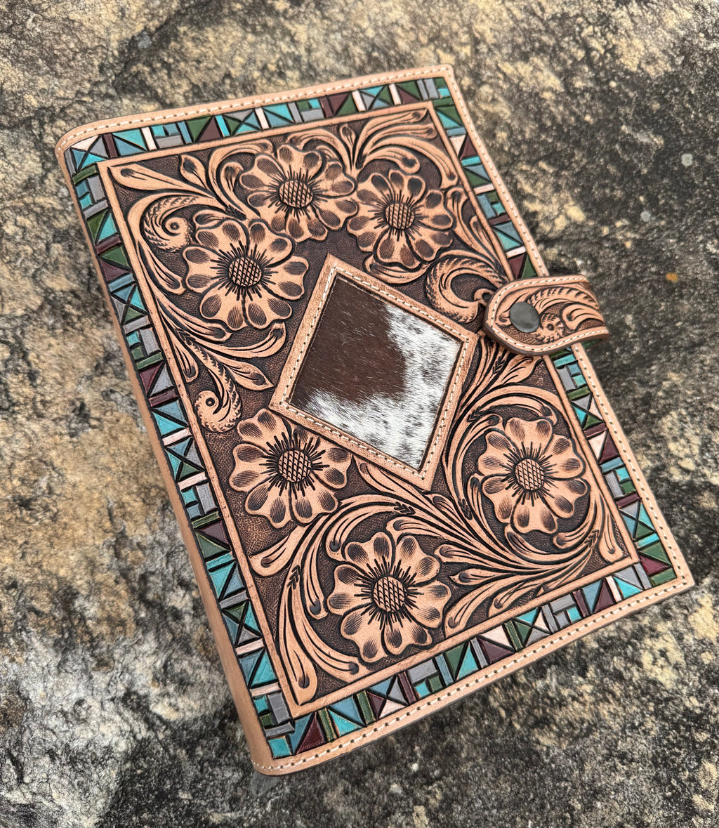 Tooled Leather and Cowhide Bible Cover