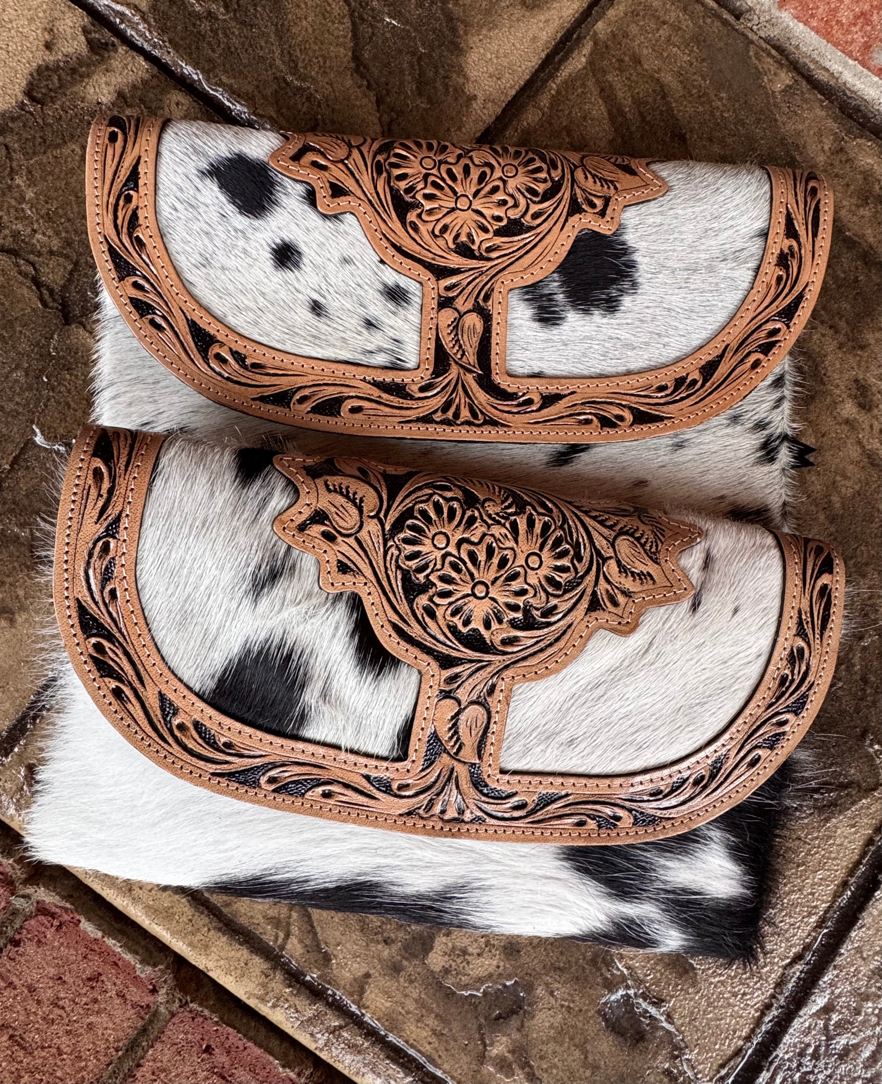 Black and White Cowhide Leather Crossbody