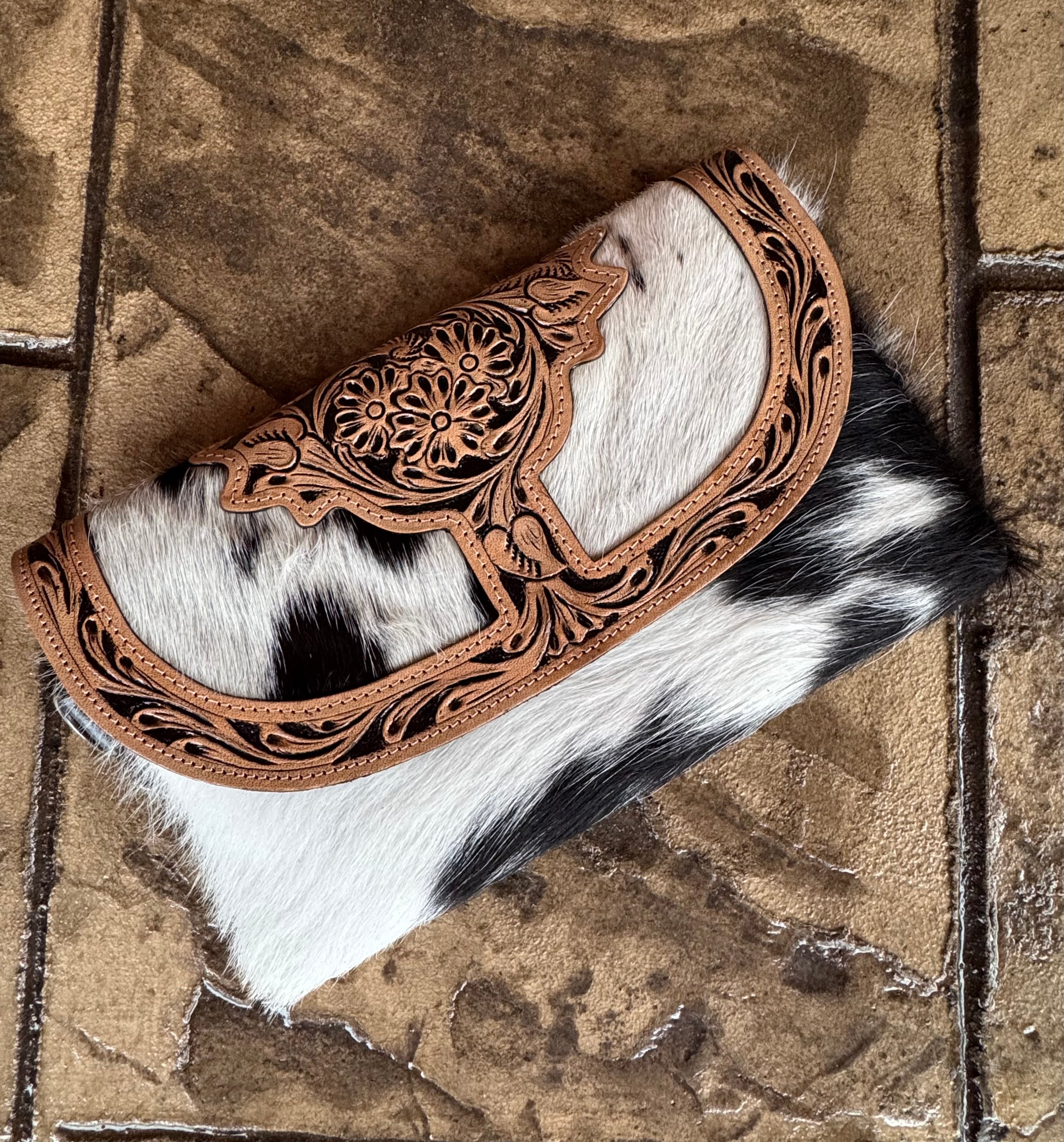 Black and White Cowhide Leather Crossbody