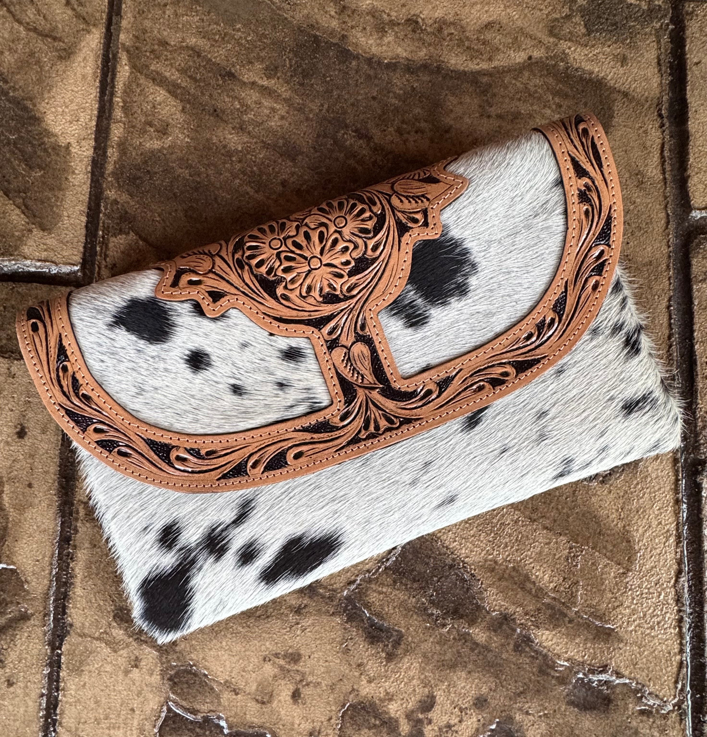 Black and White Cowhide Leather Crossbody