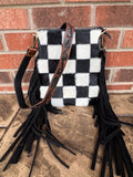 Checkered Cowhide Crossbody