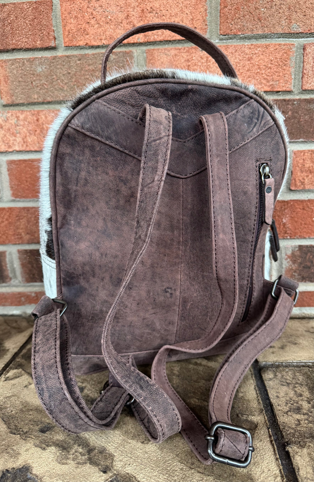 Tooled Leather And Cowhide Backpack