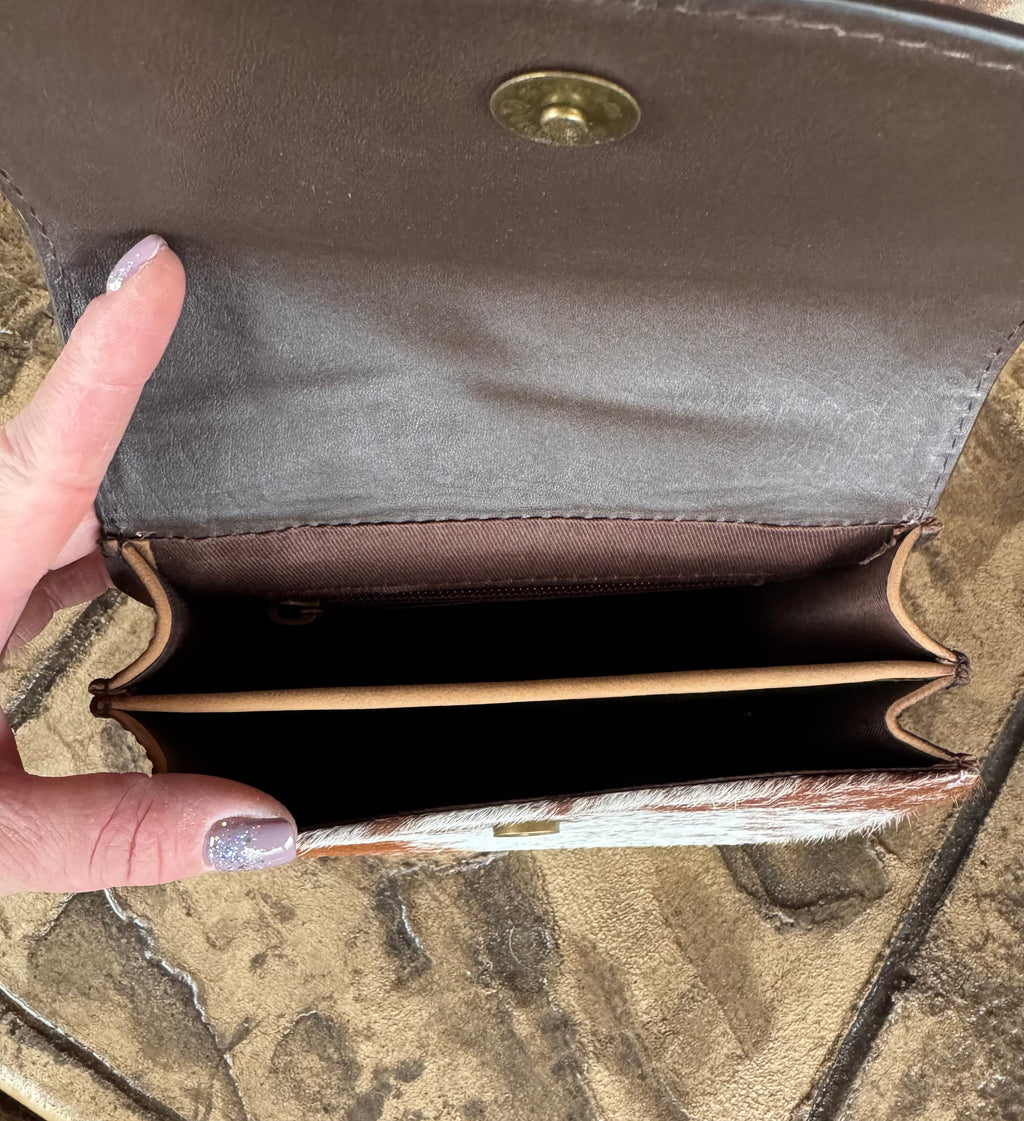Tooled Leather and Cowhide Purse