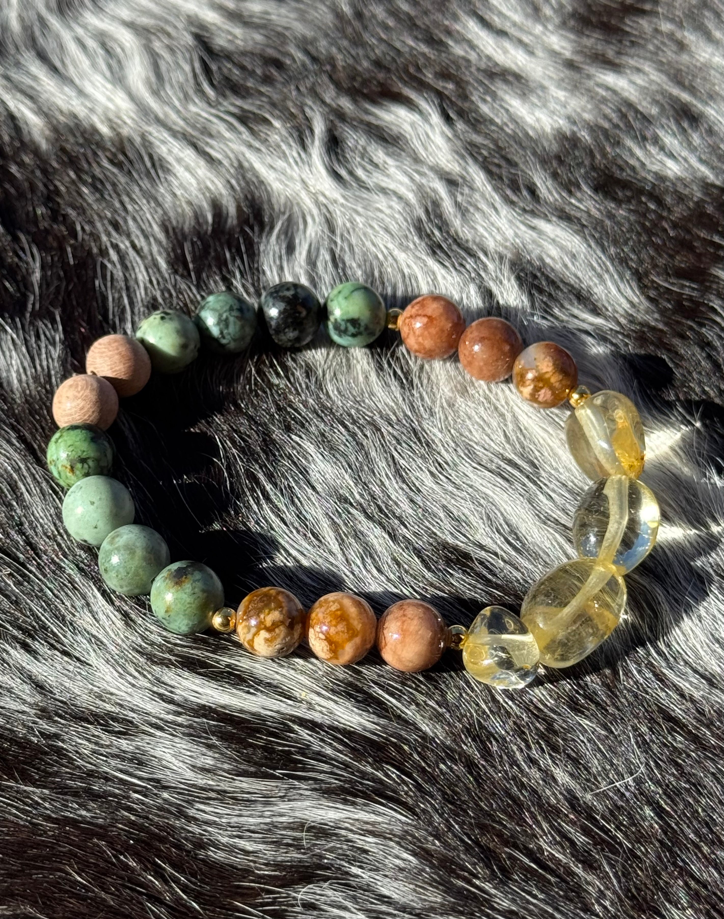 African Turquoise and Citrine Bracelet
