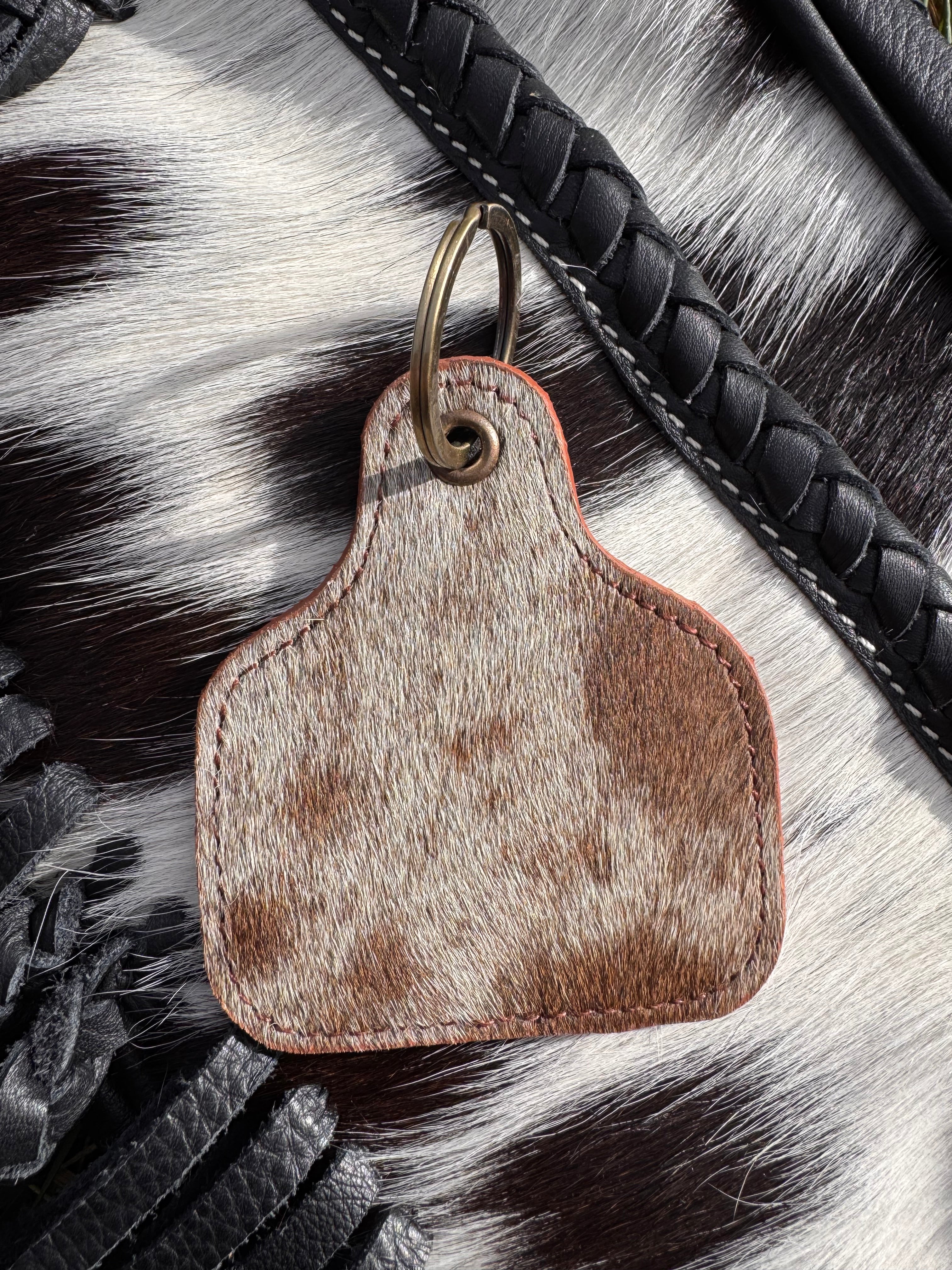 Cowhide Cowtag Keychain