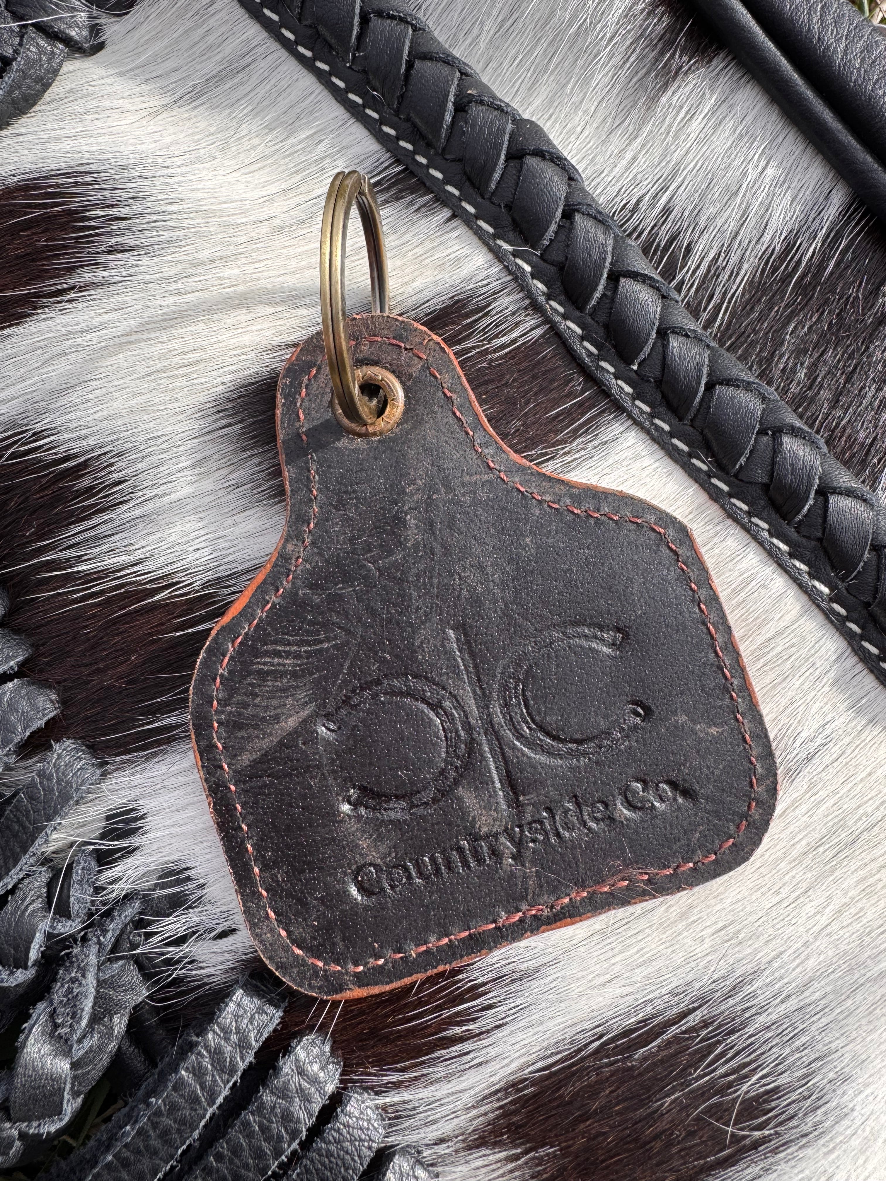 Cowhide Cowtag Keychain