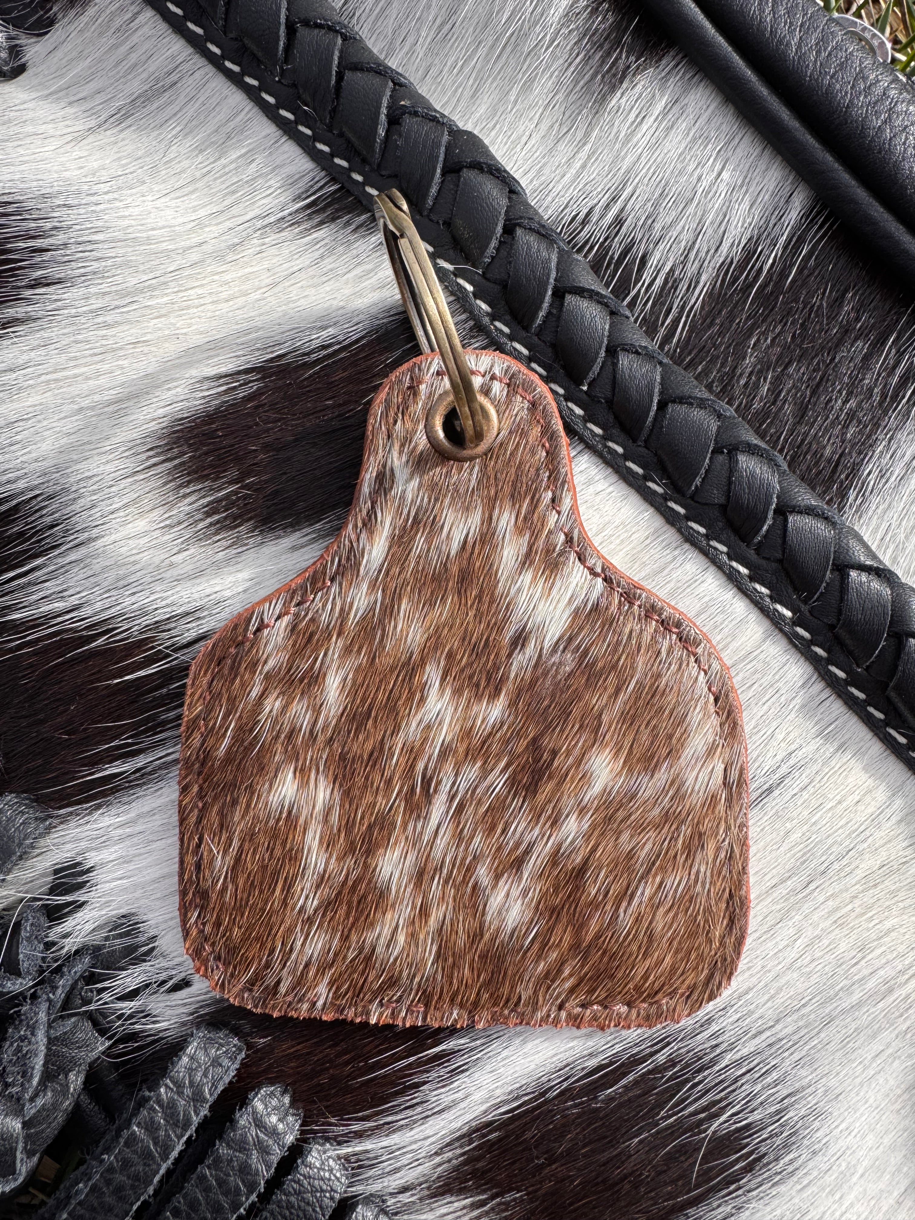 Cowhide Cowtag Keychain