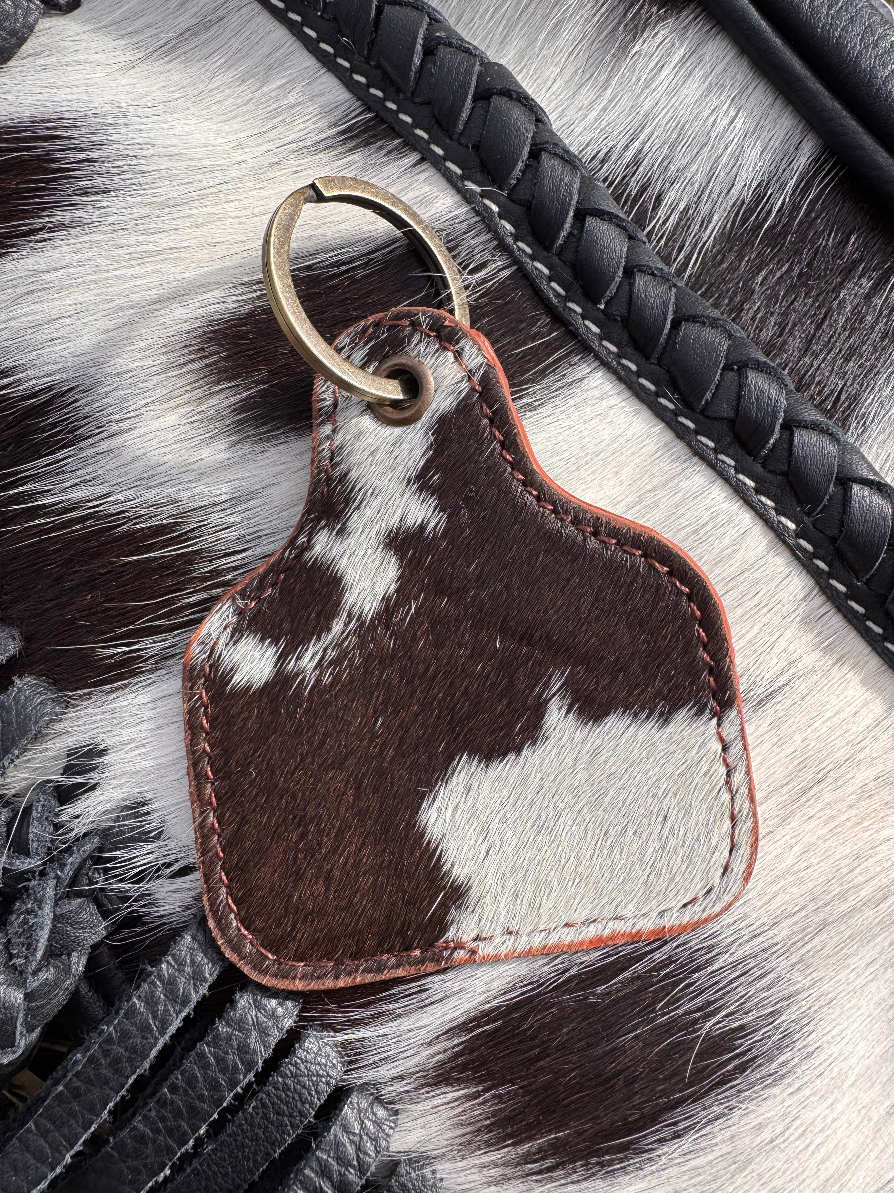 Cowhide Cowtag Keychain