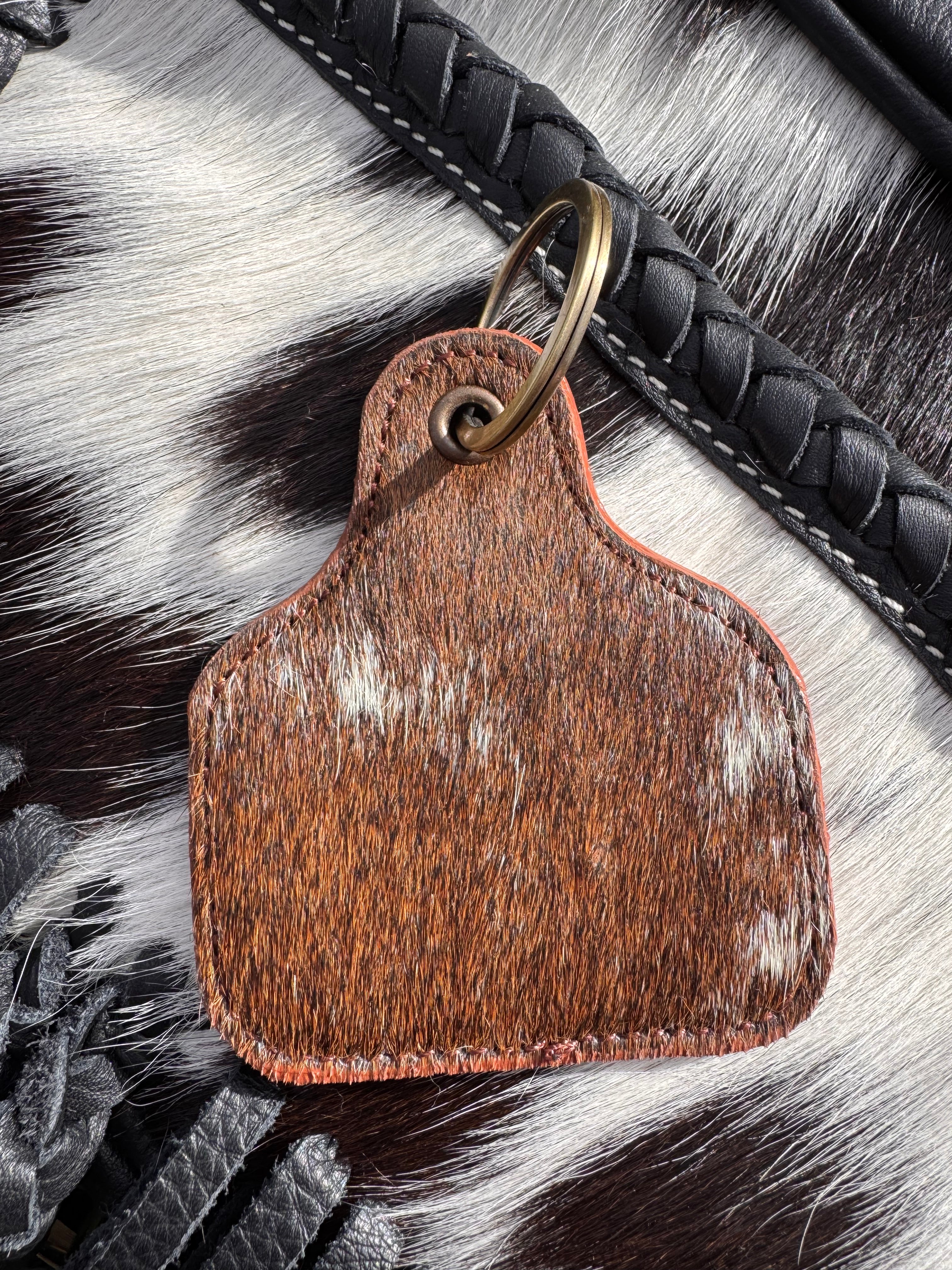 Cowhide Cowtag Keychain