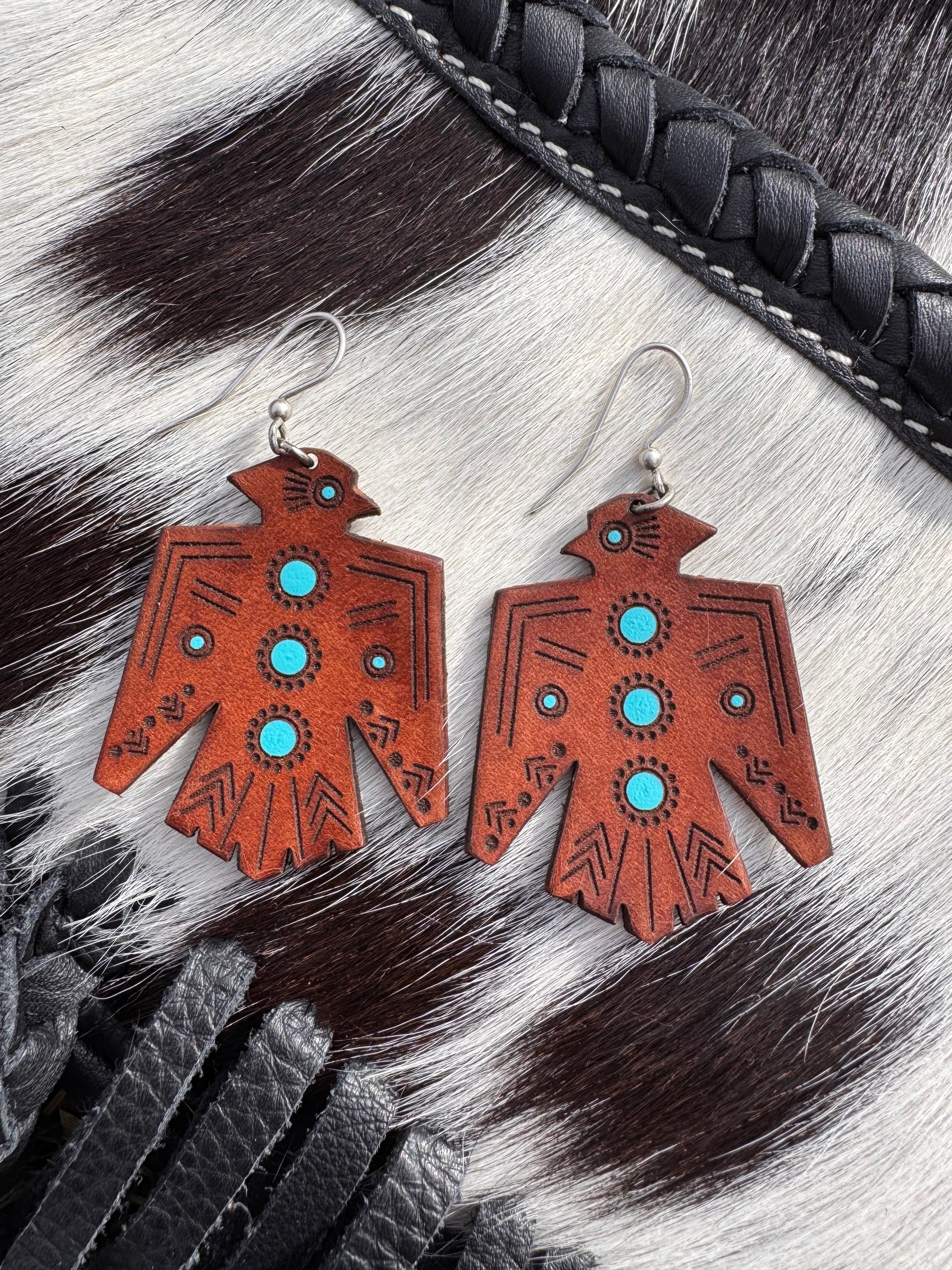 Thunderbird Leather Earrings