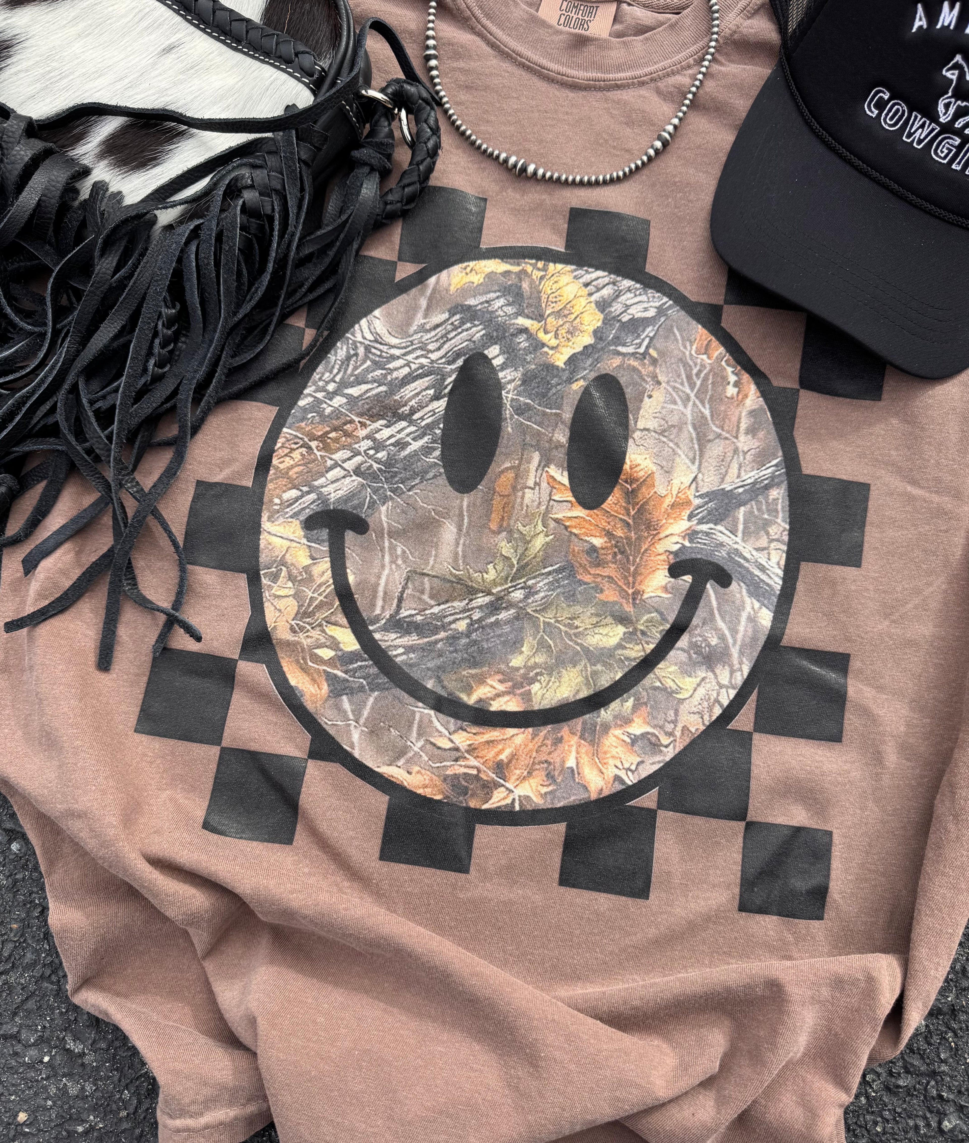 Camo Smiley Checkered Tee