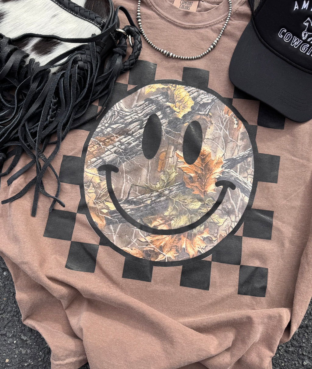 Camo Smiley Checkered Tee