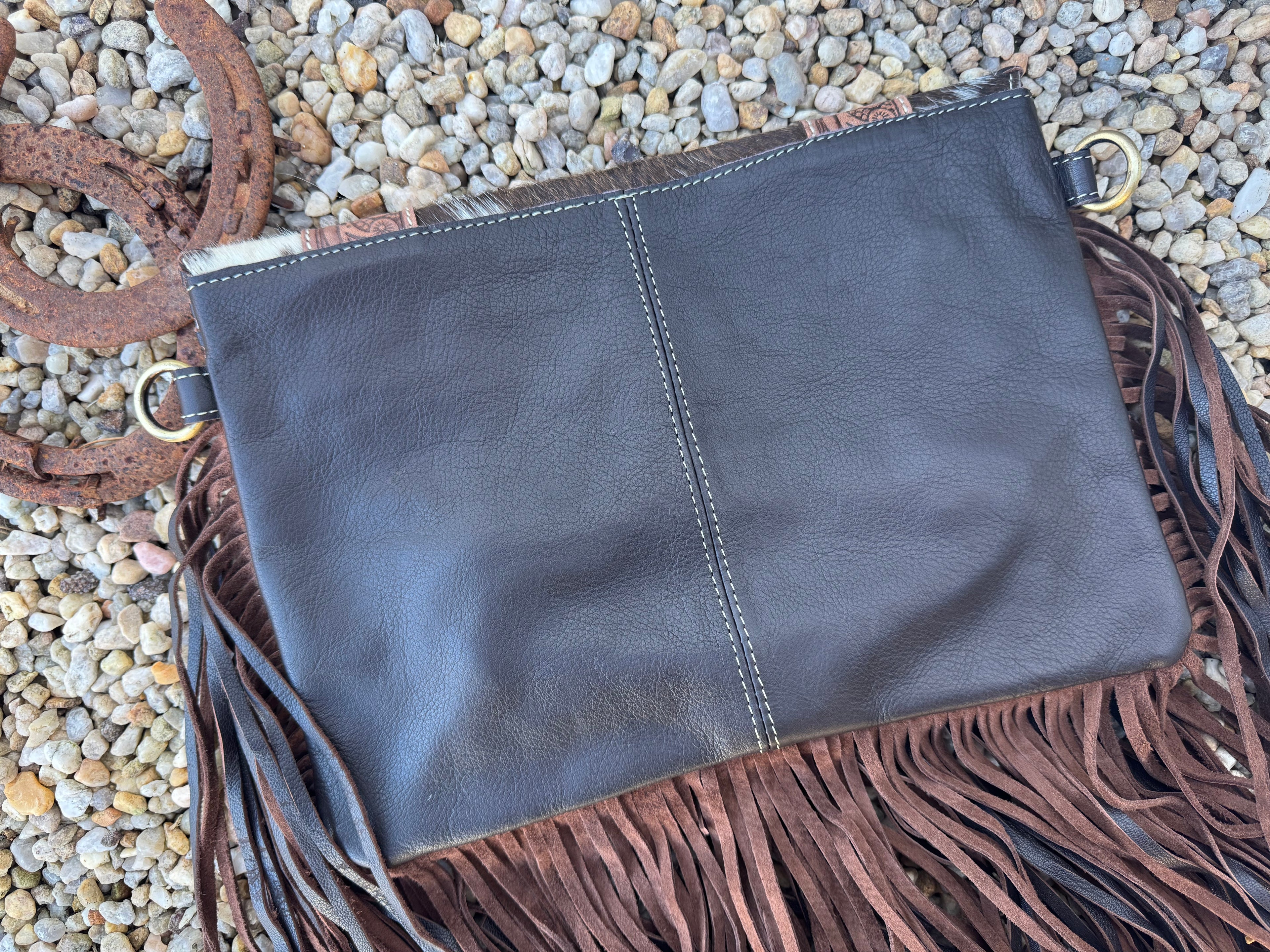 Tooled Flower Cowhide Crossbody