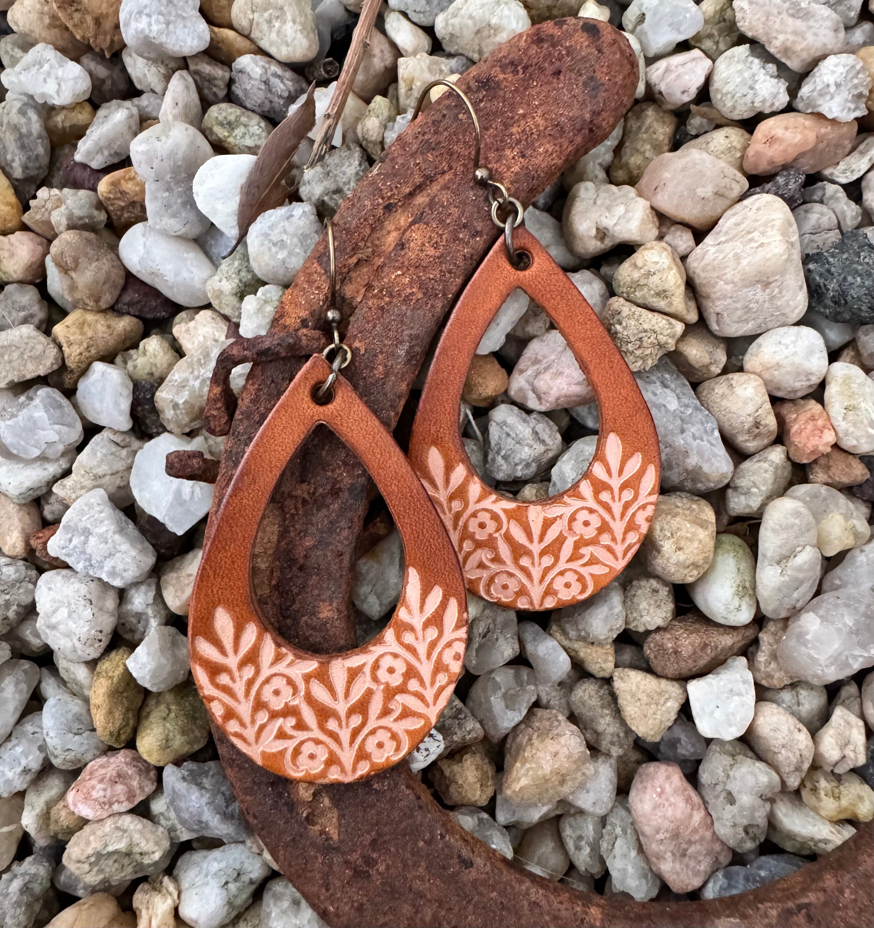 Floral Leather Earrings